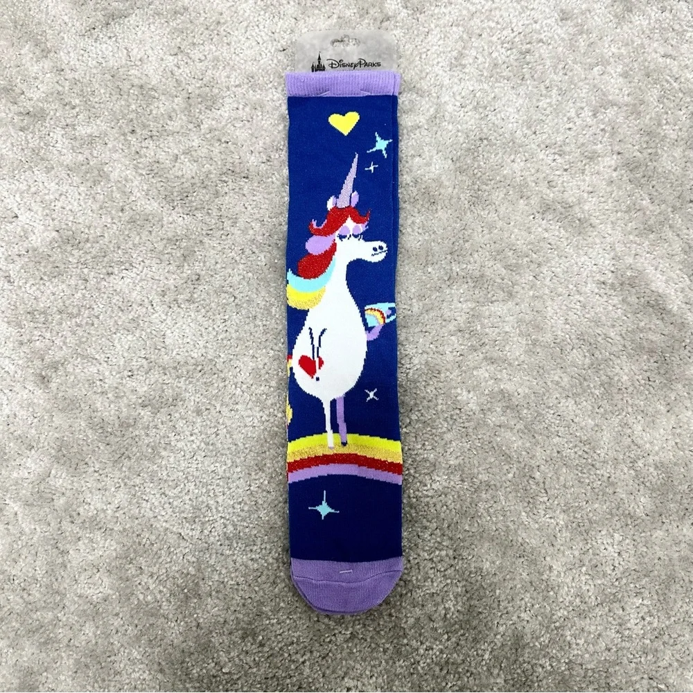 NWT Disney Parks Colorful Rainbow Inside Out Movie Unicorn Casual Crew Socks NEW